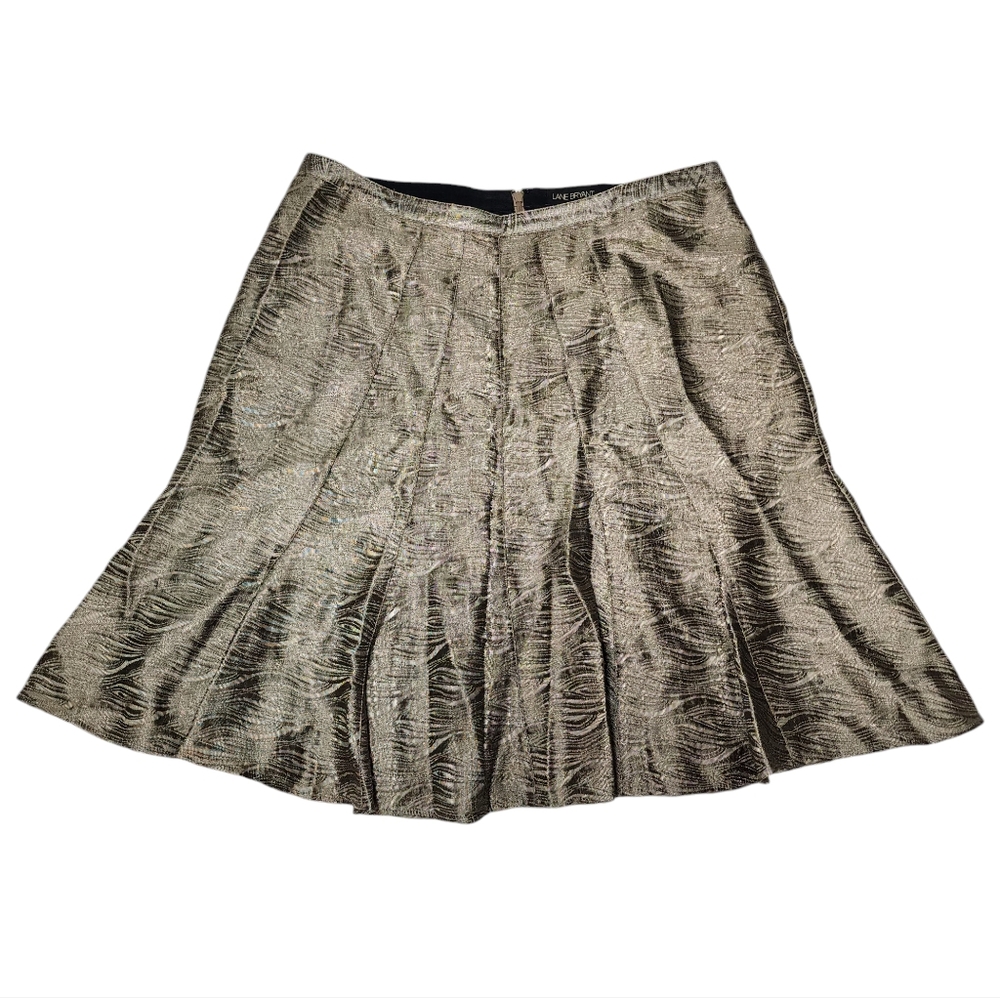 Lane Bryant a-line flare skirt size 16‎ midi metallic bronze abstract lined